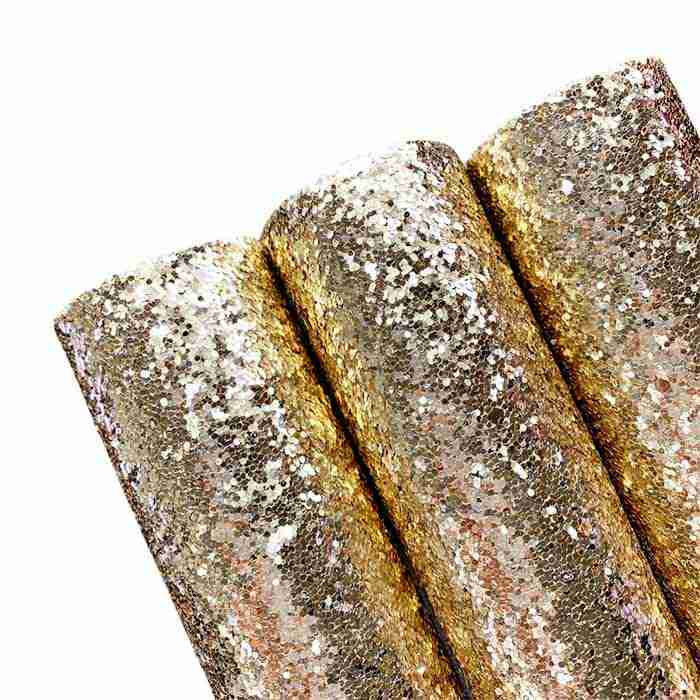 Tramo de Vinil Escarchado Oro Claro Liso