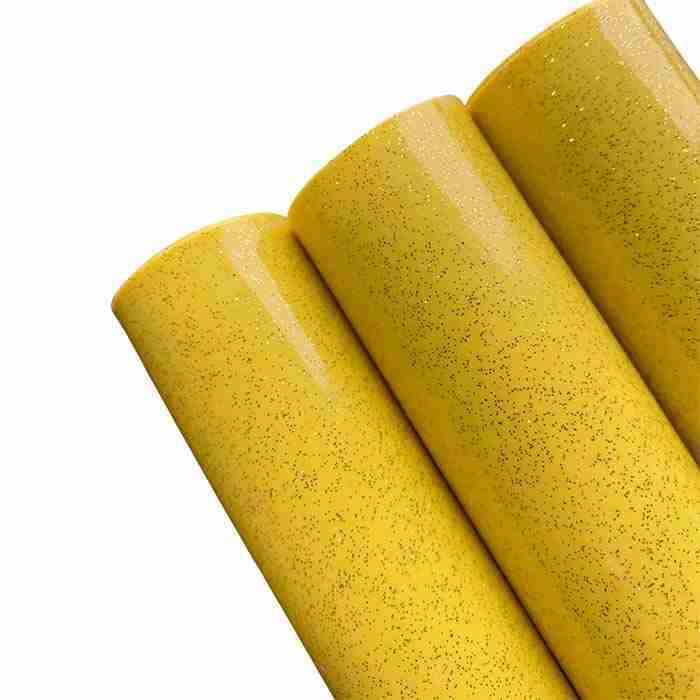 Tramo de Vinil Charol Con Glitter Amarillo