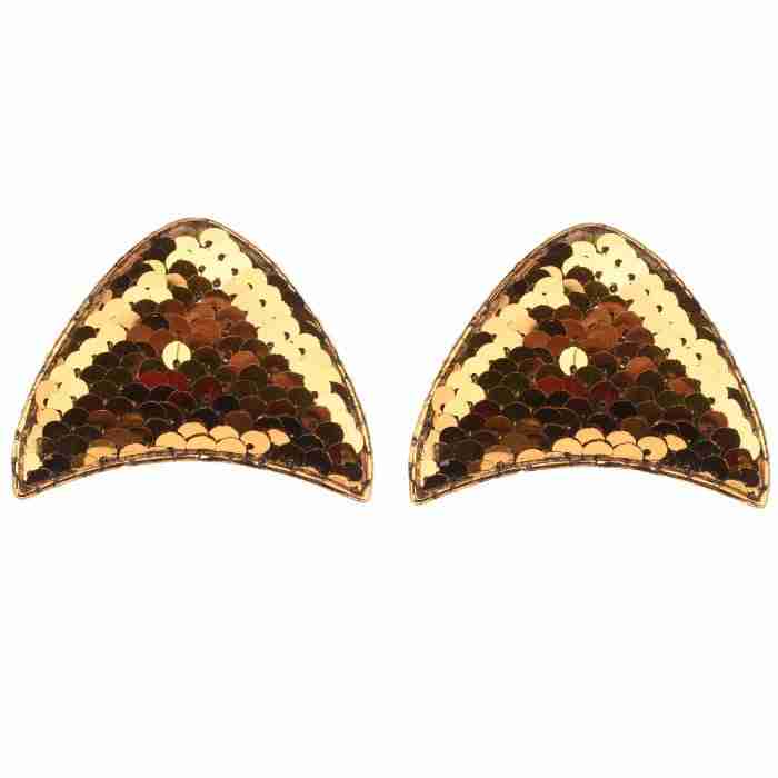 Par de Orejitas de Gato Lentejuela Rev. Dorada