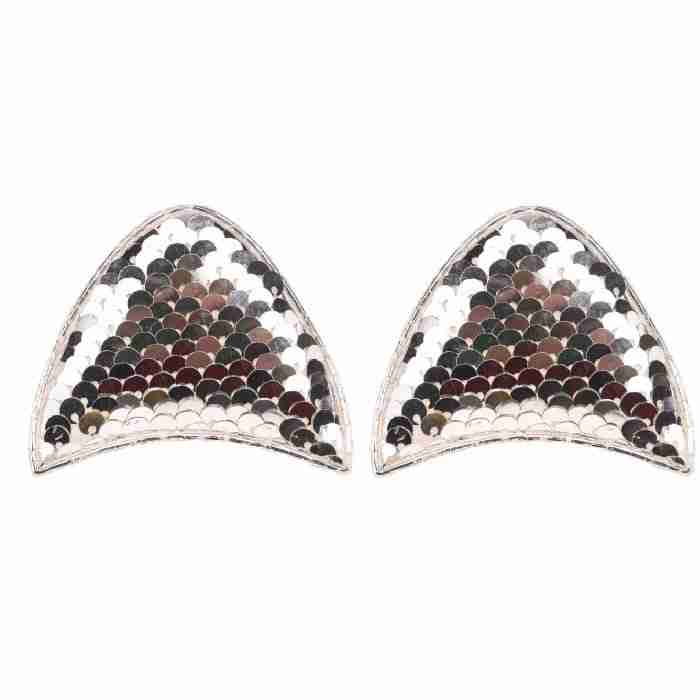 Par de Orejitas de Gato Lentejuela Rev. Plateada