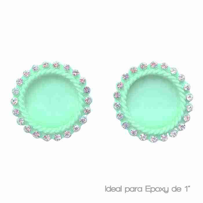 Tapita plástica Menta con cristal alrededor