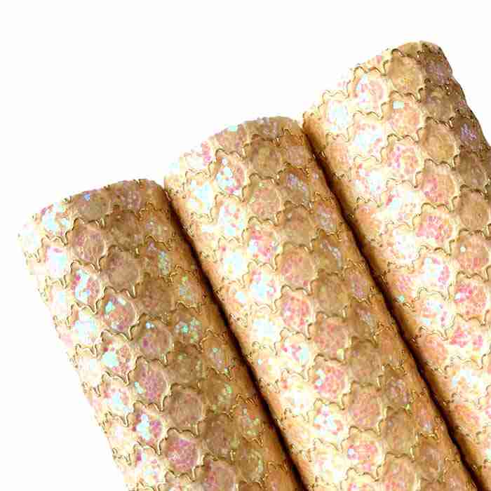 Tramo de Vinil Escarchado Amarillo Hilo Dorado