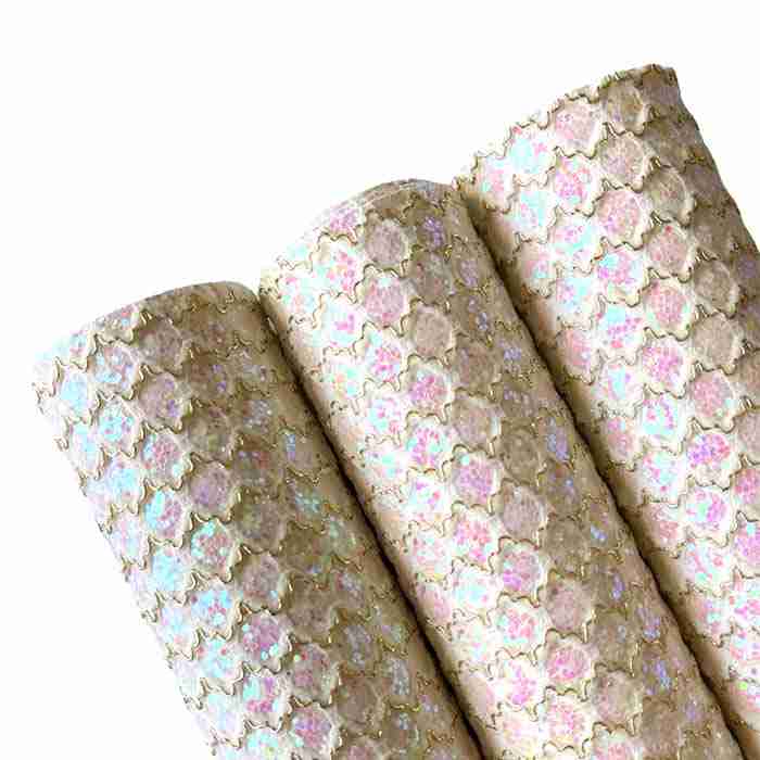 Tramo de Vinil Escarchado Blanco Hilo Dorado