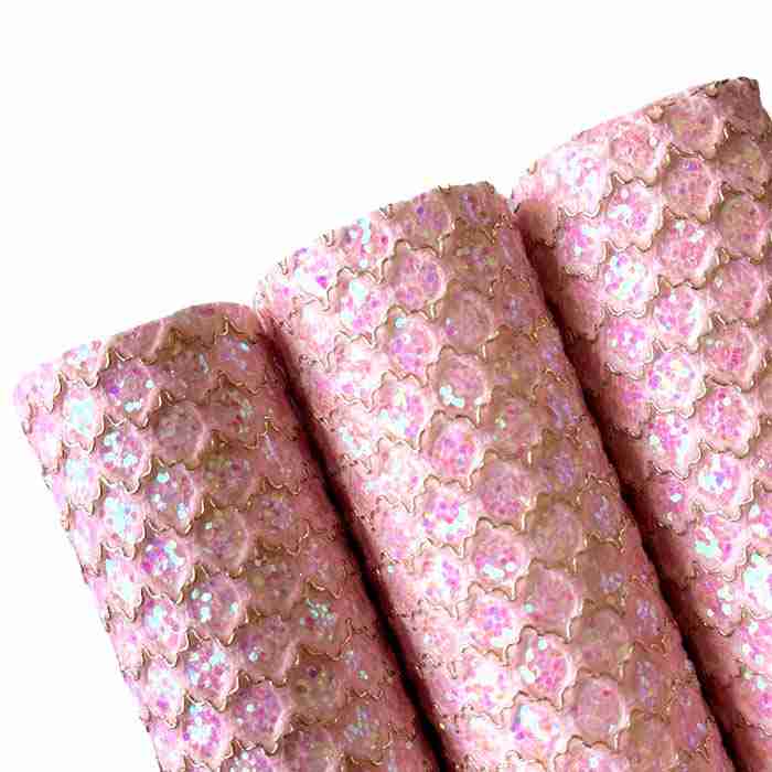 Tramo de Vinil Escarchado Rosa Hilo Dorado