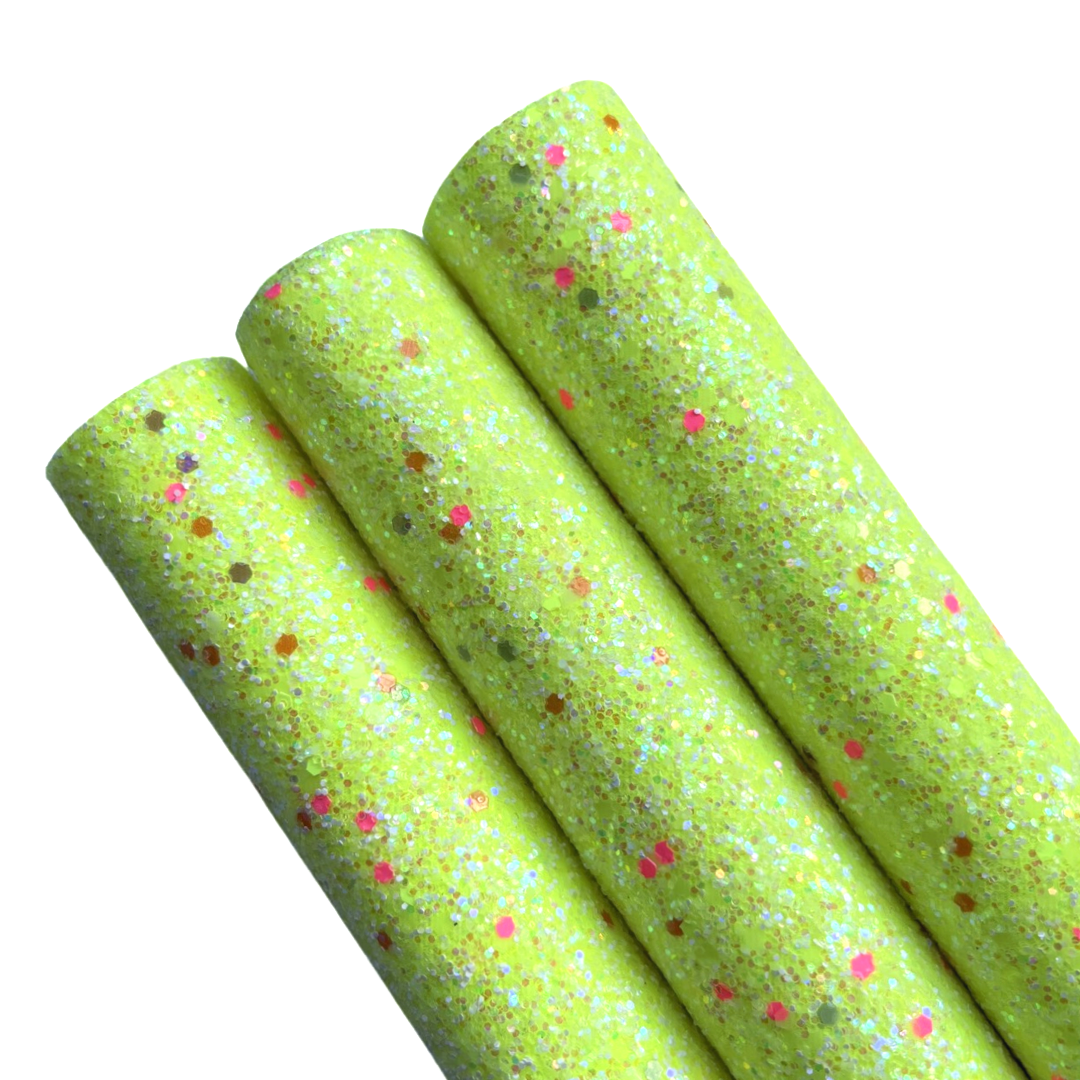 Tramo de Vinil Escarchado Fluorescente Amarillo Neón