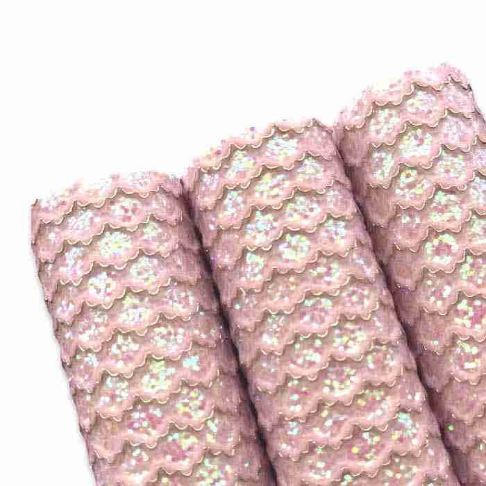 Tramo de Vinil Escarchado Palo Rosa Hilo Dorado