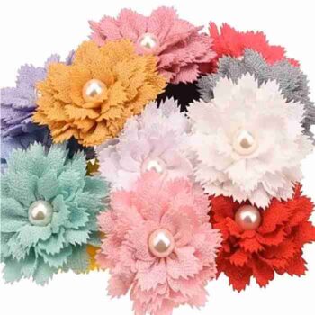 Kit de 4 Flores de Tela con Centro de Perla