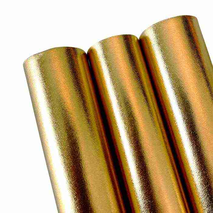 Tramo de Vinil Mini Litchi Dorado Metálico