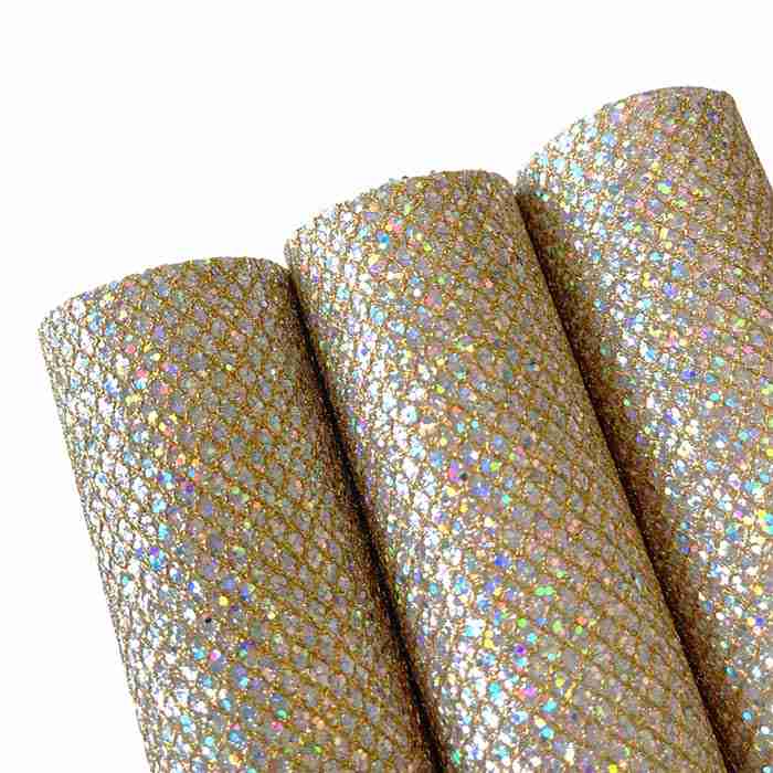 Tramo de Vinil Mini Panal con Glitter Plata-Oro Tornasol