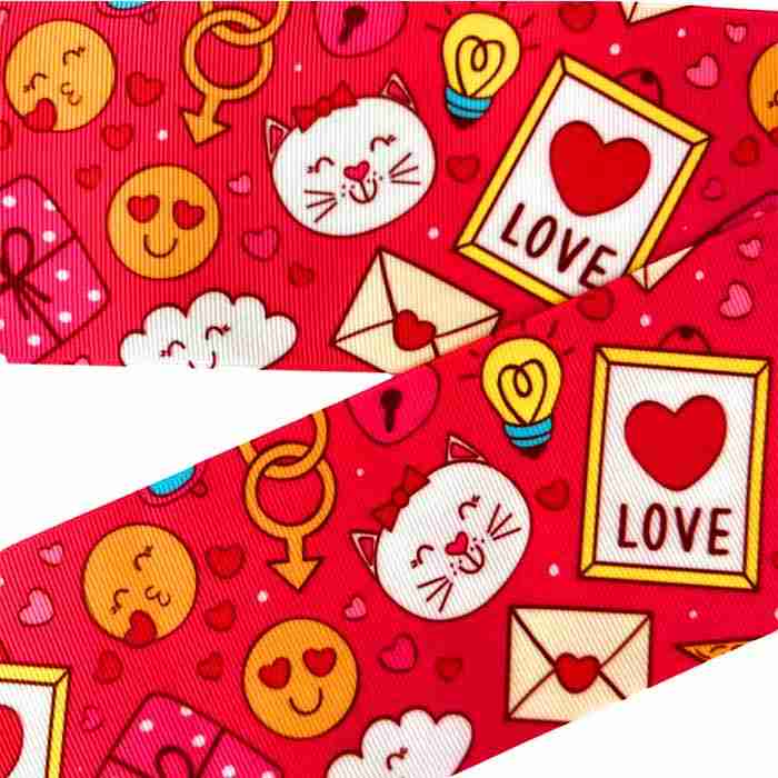 Yarda de Listón Estampado 7.5cm Valentine's Collage