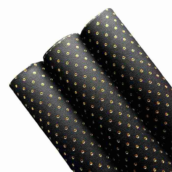 Tramo de Vinil Negro puntos Dorados