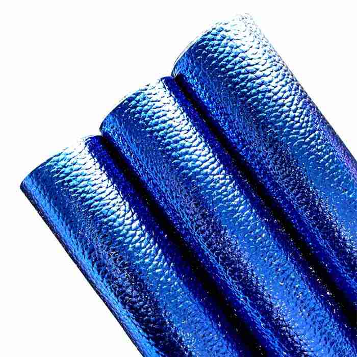 Tramo de Vinil Litchi Metálico Azul Rey