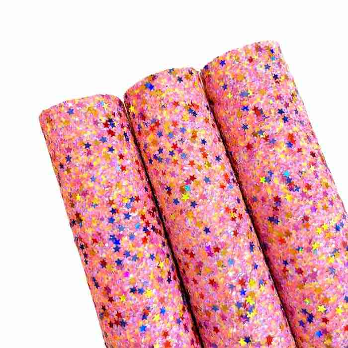 Tramo de Vinil Escarchado Estrellitas Multicolor