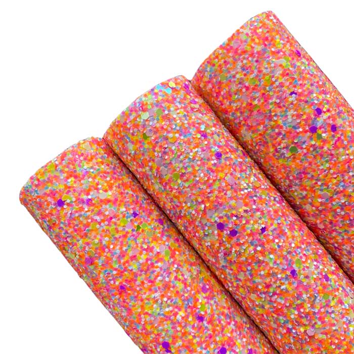 Tramo de Vinil Escarchado Fiesta Neón Naranja