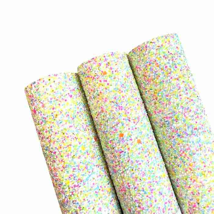 Tramo de Vinil Escarchado Multicolor Claro Neón