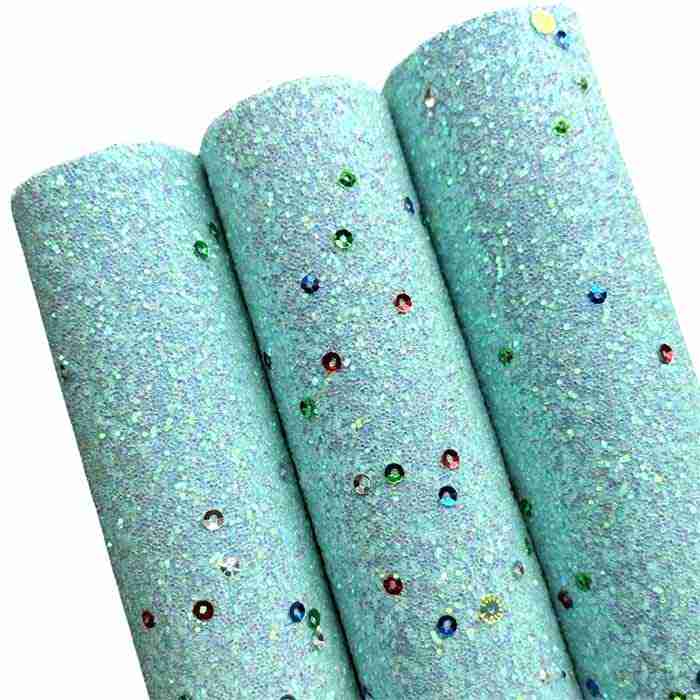 Tramo de Vinil Escarchado Aqua + Lentejuelas