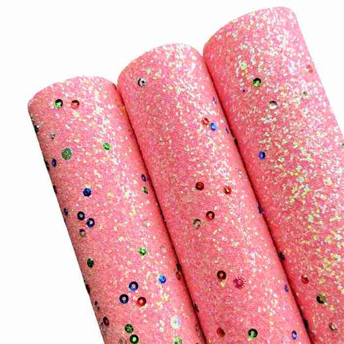 Tramo de Vinil Escarchado Rosa + Lentejuelas