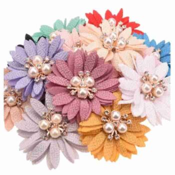 Kit de 4 Flores de Tela con Centro de Pedrería P