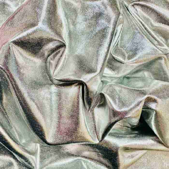 Tramo de Tela Lycra Metálica Plateada