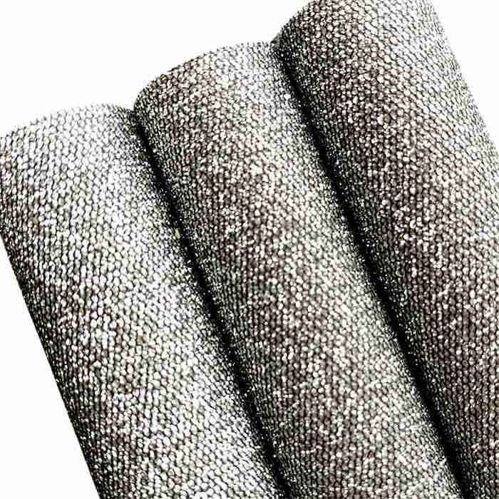 Tramo de Vinil Mini Glitter Plateado - Negro