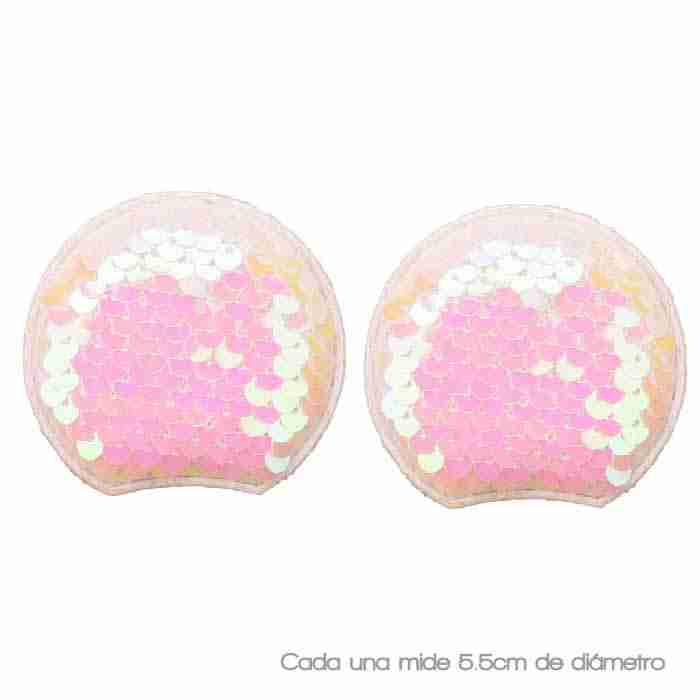 Par de Orejitas redondas Lentejuela Rev. Blanca Tornasol