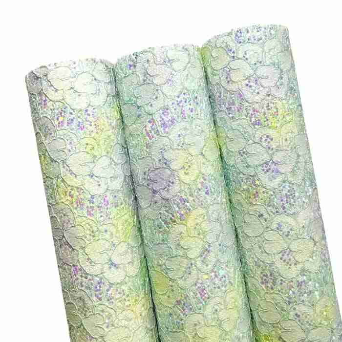 Tramo de Vinil Encaje Escarchado Menta