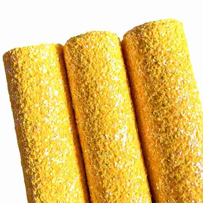 Tramo de Vinil Escarchado Especial Amarillo Mango