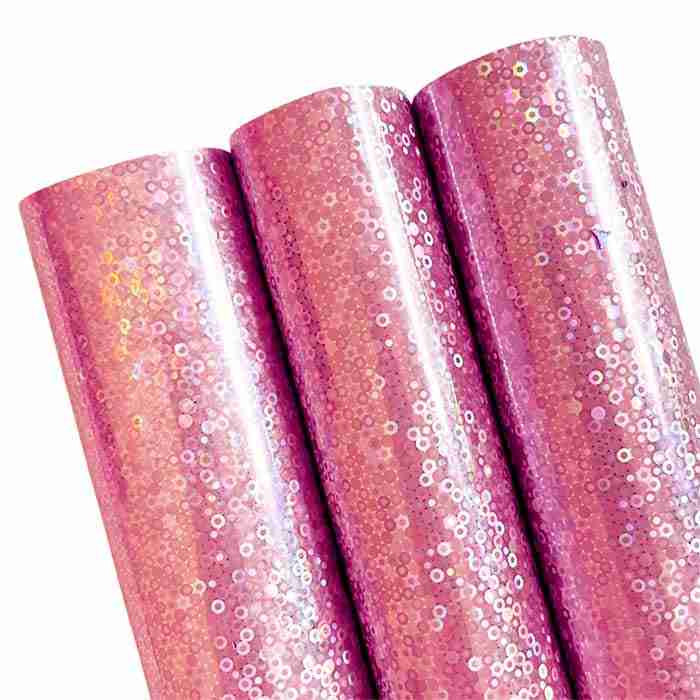 Tramo de Vinil Espejo Mini Lentejuela Rosa Bebe