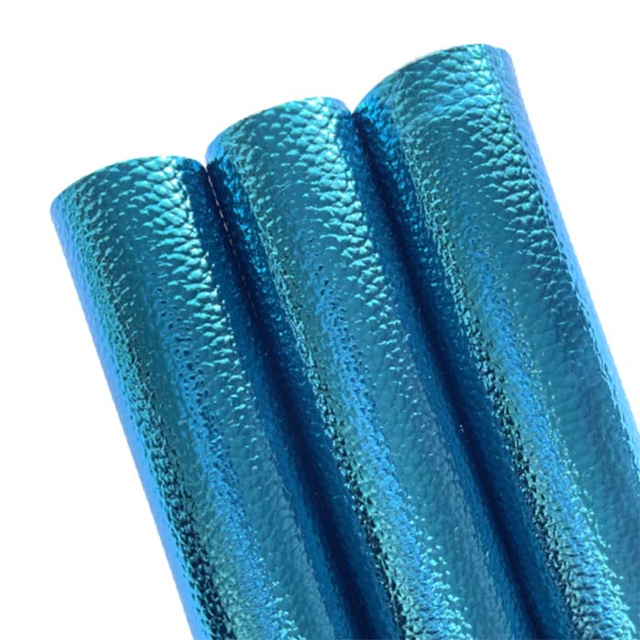Tramo de Vinil Litchi Metálico Turquesa
