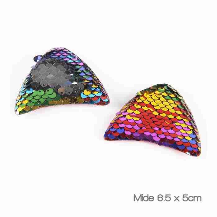 Par de Orejitas de Gato Lentejuela Rev. Arcoíris