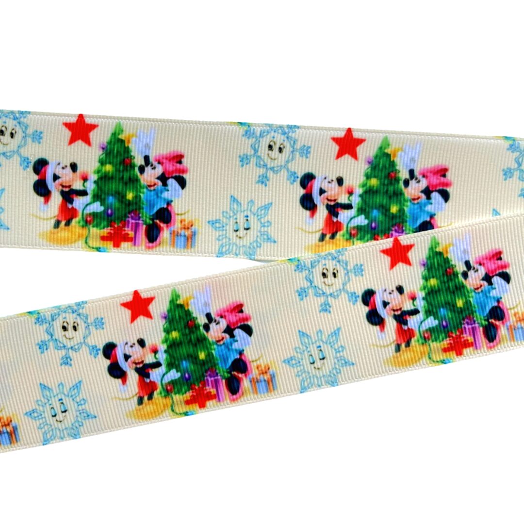 Yarda de Listón Estampado 3.8 Mickey and Minnie