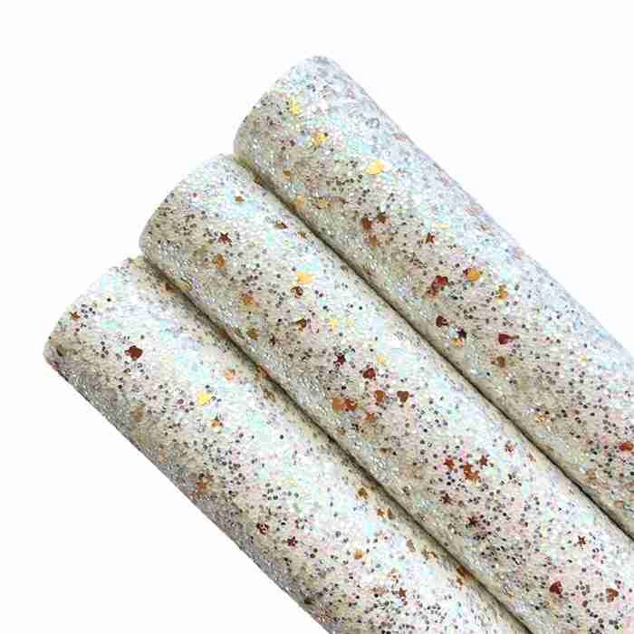 Tramo de Vinil Escarchado Blanco Aplicaciones Doradas