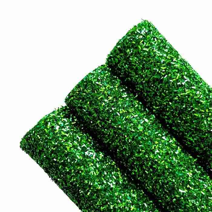 Tramo de Vinil Escarchado Luminoso Verde Bandera