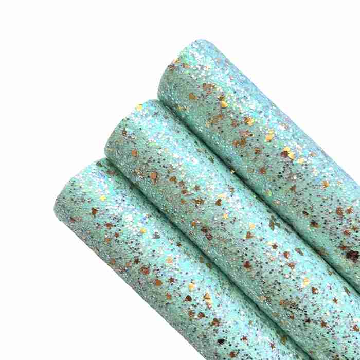 Tramo de Vinil Escarchado Menta Aplicaciones Doradas