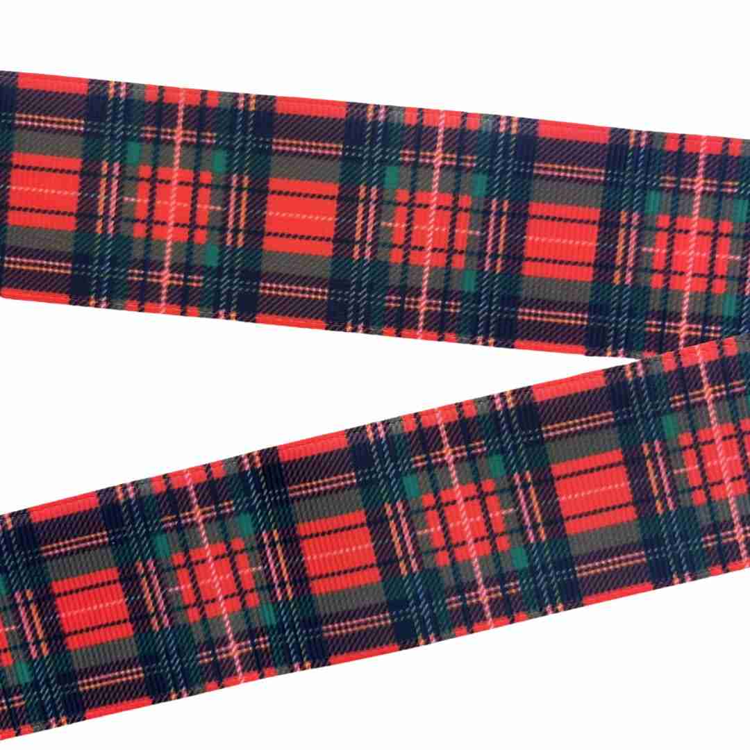 Yarda de Listón Estampado 3.8 Escocés Navideño