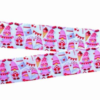 Yarda de Listón Estampado 3.8cm Gnomo San Valentín