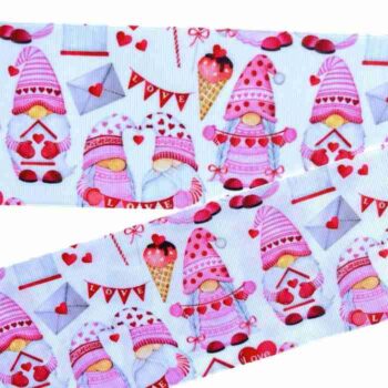 Yarda de Listón Estampado 7.5cm Gnomo San Valentín