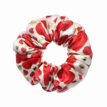 Scrunchie Corazones Rojos Y Dorado Holograma