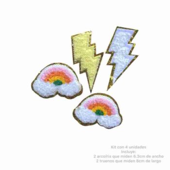 Kit de 4 Parches de Toalla Truenos y Arcoiris