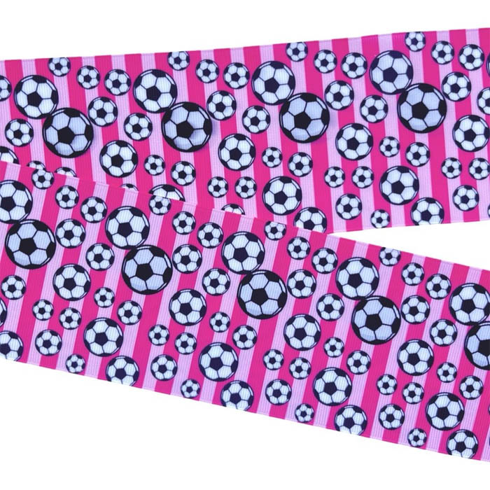 Yarda de Listón Estampado 7.5cm Balones de Fútbol