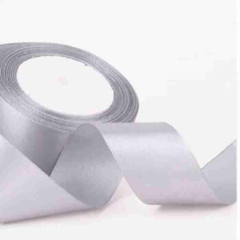 Yarda de Listón Satinado 3.8cm Gris Plata