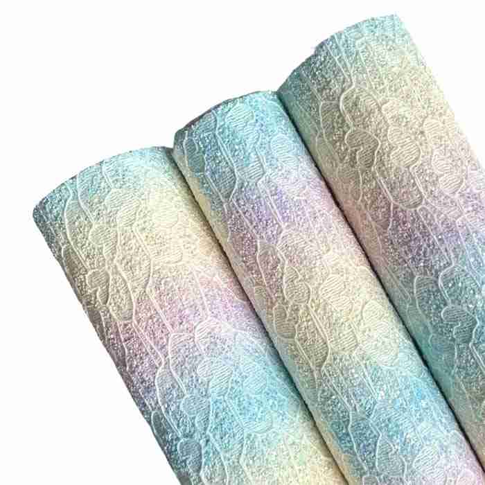 Tramo de Vinil Encaje Escarchado Pastel