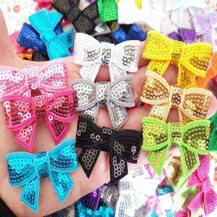 Set de 4 MINI Moñas de Lentejuela