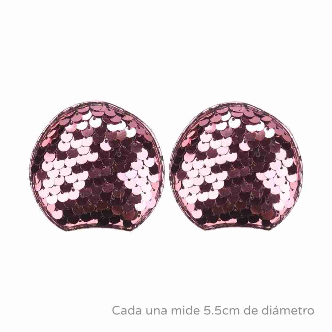 Par de Orejitas redondas Lentejuela Rev. Rosa Bebé