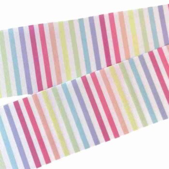 Yarda de Listón Estampado 7.5cm Lineas Verticales Pastel