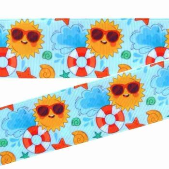 Yarda de Listón Estampado 3.8 Sol con lentes