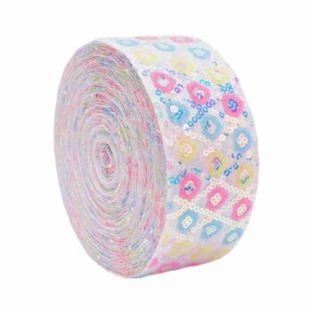 Yarda de Lentejuela en Rombos Pastel Blanco