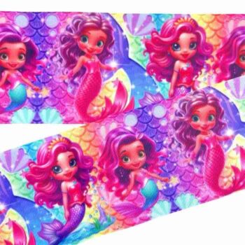 Yarda de Listón Estampado 7.5cm Rainbow Mermaids