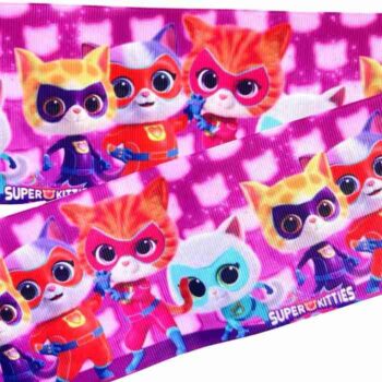 Yarda de Listón Estampado 7.5cm Super Kitties