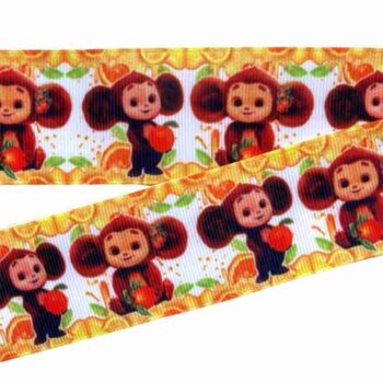 Yarda de Listón Estampado 3.8 Monito Naranja